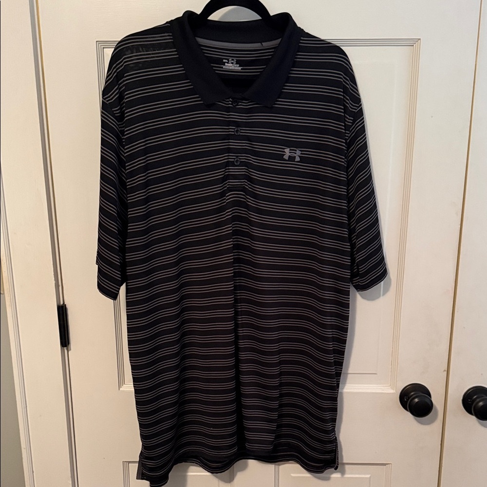 Under Armour Men’s Black & Gray Striped Polo Shirt